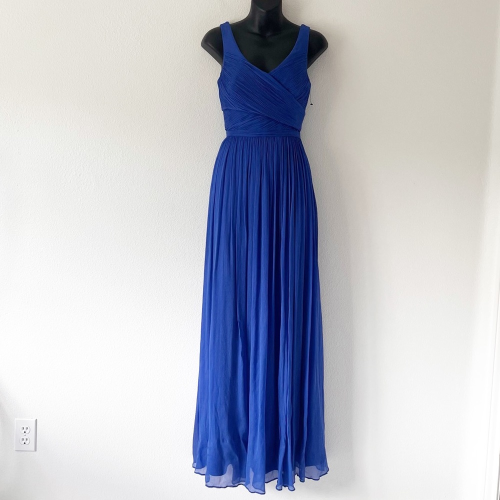 J Crew Heidi Long Bridesmaid Dress Silk Blue Size 2